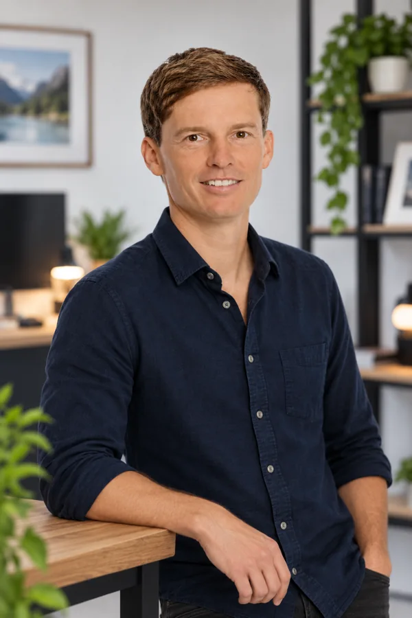 Patrick Dieringer von Dieringer Media Service im Büro